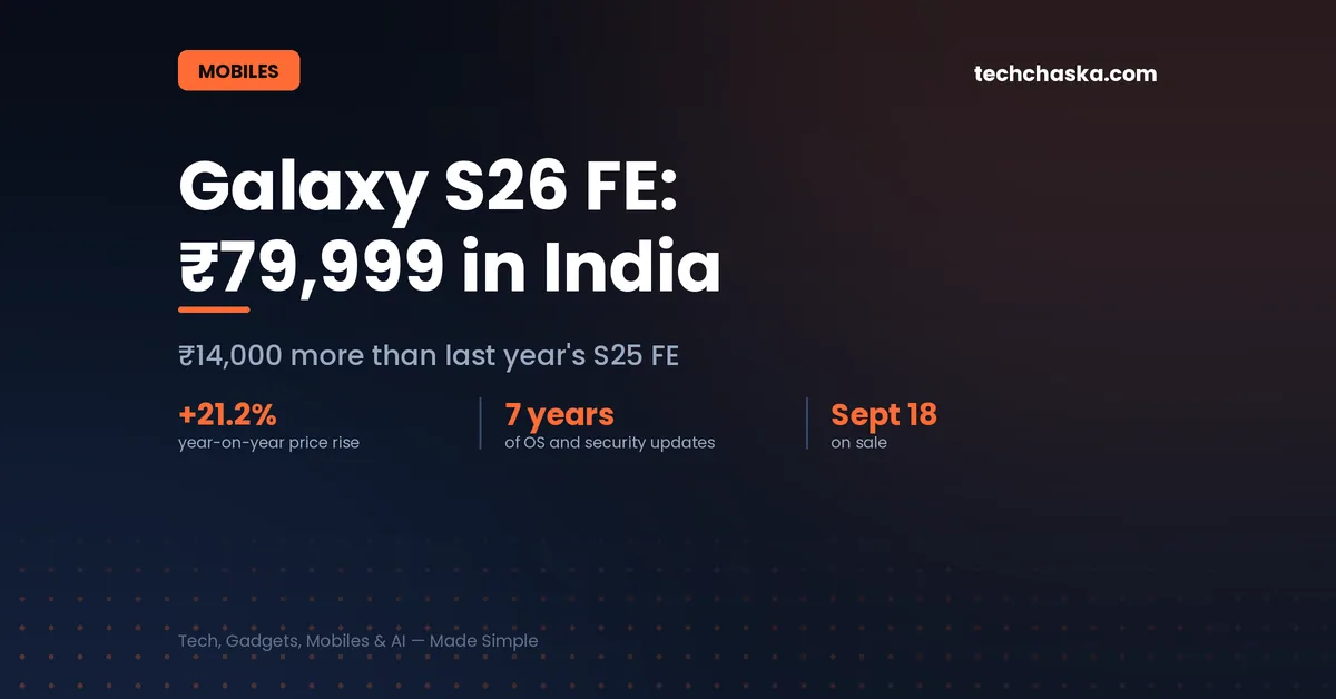 Galaxy S26 FE price in India Rs 79999 Samsung launch